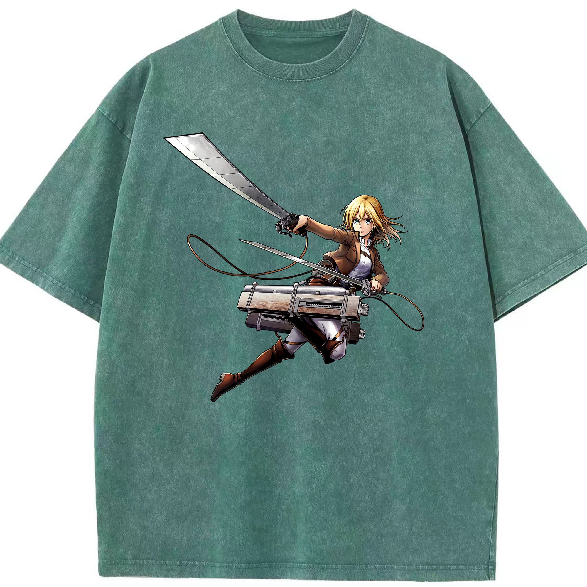 （画像用） 進撃の巨人 クリスタ·レンズ Attack on Titan Christa Lenz 綿100% ヴィンテージ風 半袖Tシャツ（フロントプリント）